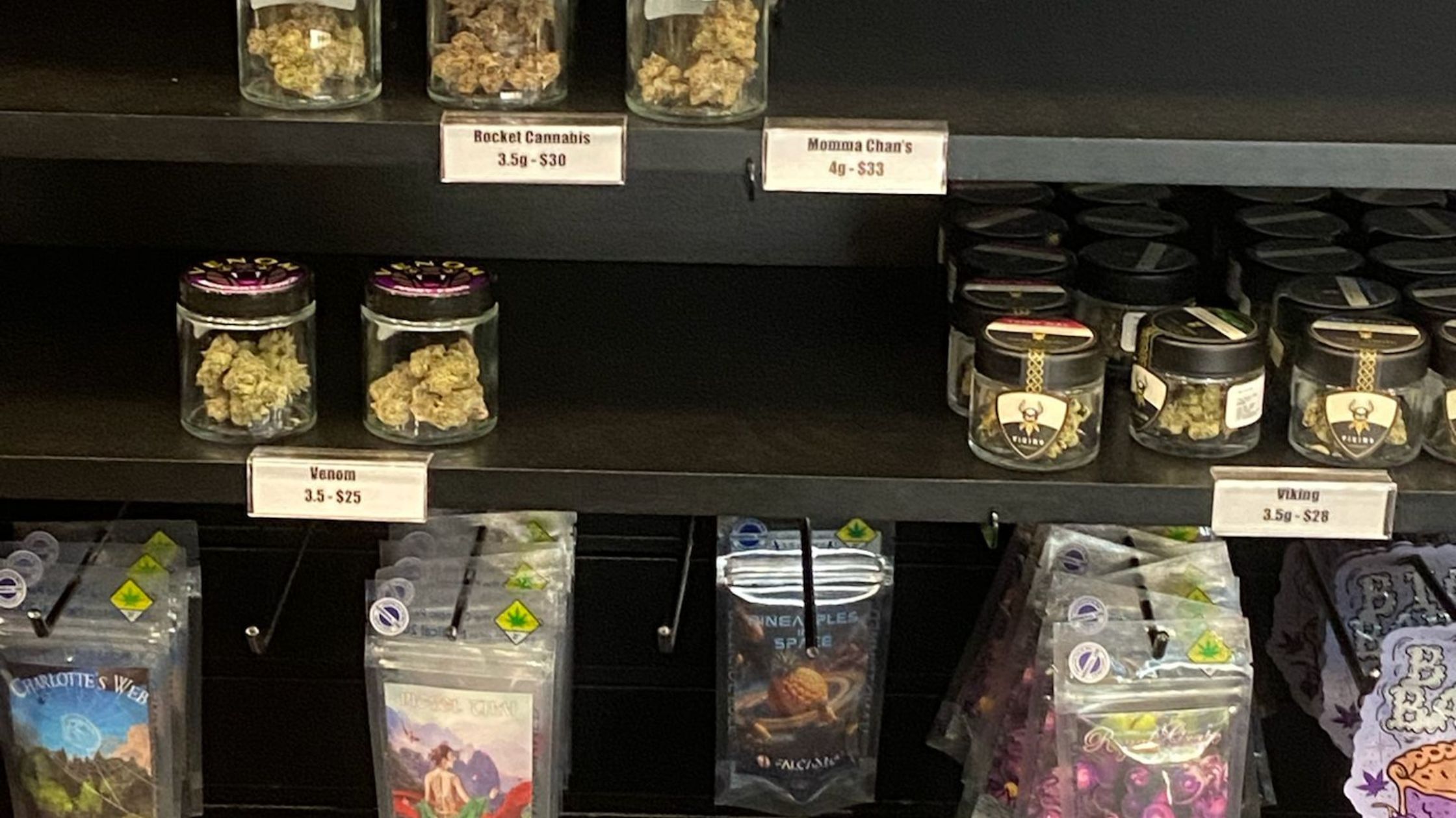 An cannabis dispensary showing items